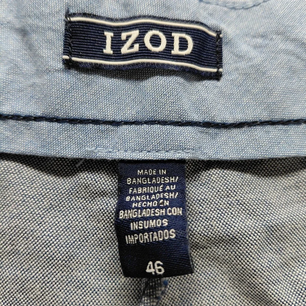 IZOD SportFlex Stretch Chino Oxford Shorts Mens 46 Breeze Blue 10.5